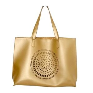 Neiman Marcus‎ Gold Tote with Circular Design